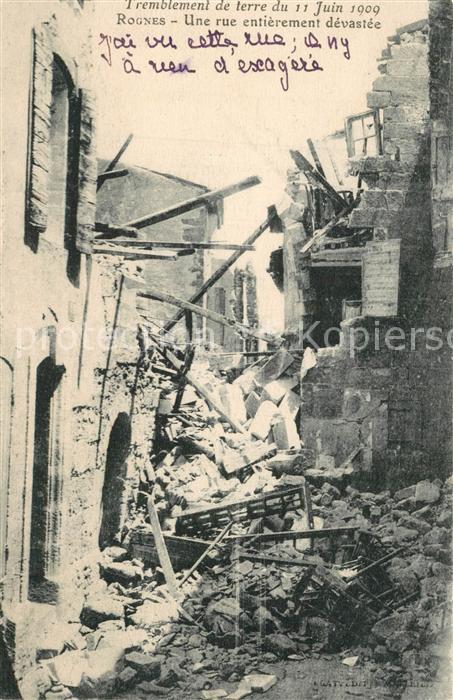 Rognes Tremblement de terre 11 Juin 1909 Une r