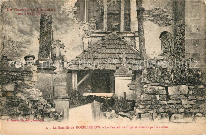Rozelieures La Bataille Le Portail de l’Eglise demoli par un obus