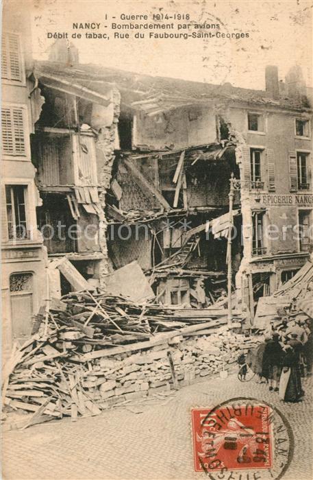 Nancy Lothringen La Guerre 1914-18 Bombardement par avion Debit de tabac Rue du
