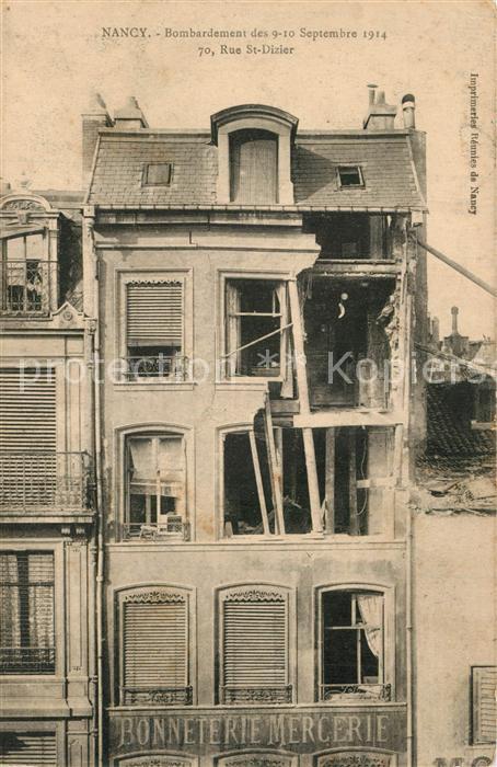 Nancy Lothringen Bombardement des Sept 1914 Rue St Dizie