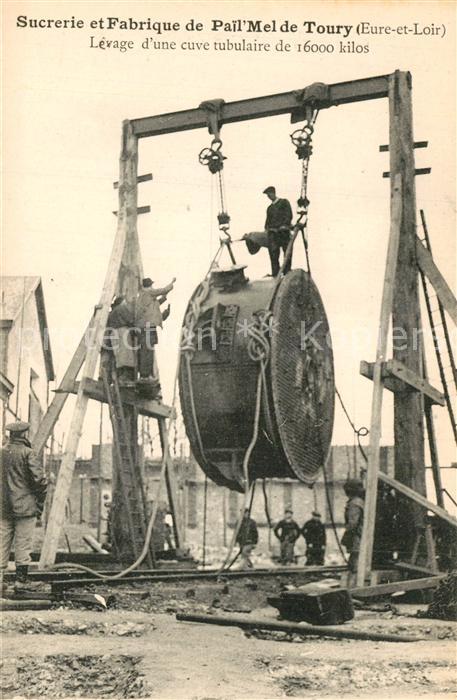 Toury Sucrerie et fabrique de Pail Mel Levage d’unecuve tubulaire de 16000 kilog