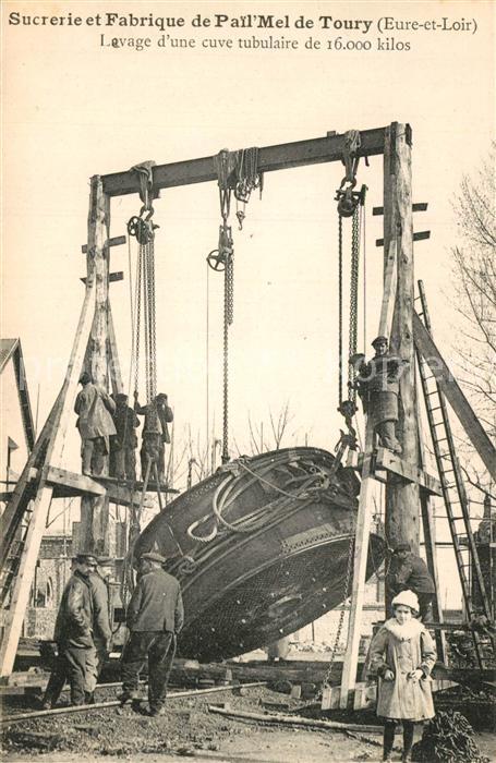 Toury Sucrerie et fabrique de Pail Mel Levage d’unecuve tubulaire de 16000 kilog