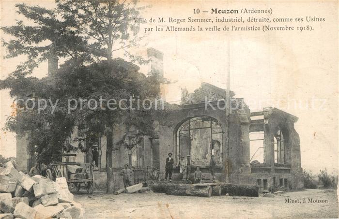 Mouzon Ardennes Villa de Roger Sommer detruite comme ses Usines par les Allemand