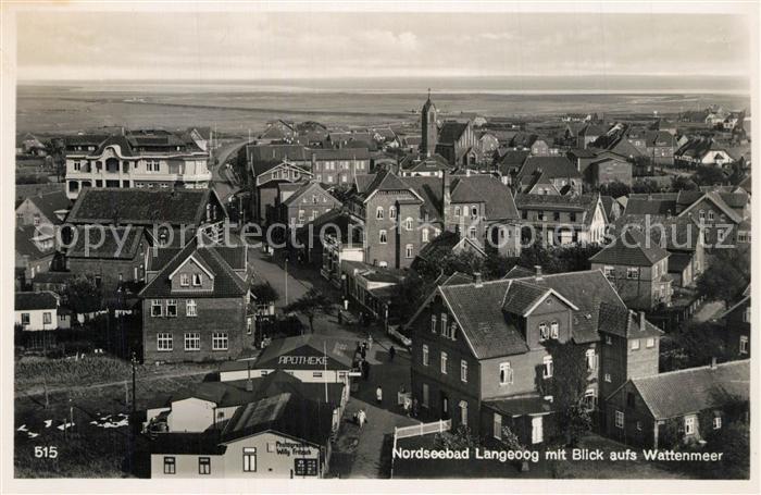 Langeoog Nordseebad Panorama mit Blick aufs Wattenmeer