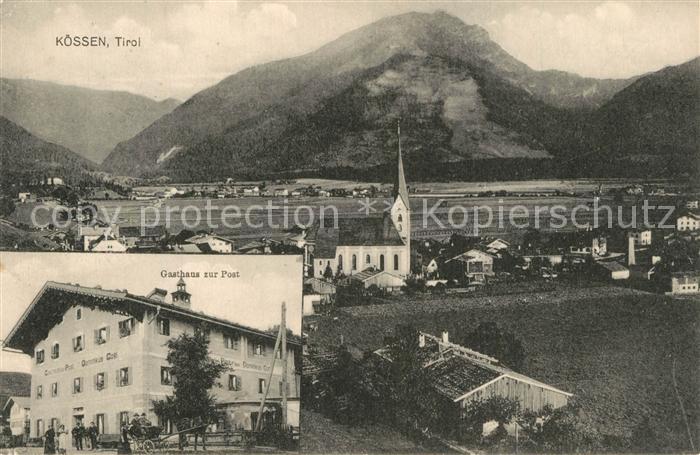 Koessen Tirol Panorama mit Gasthaus zur Post
