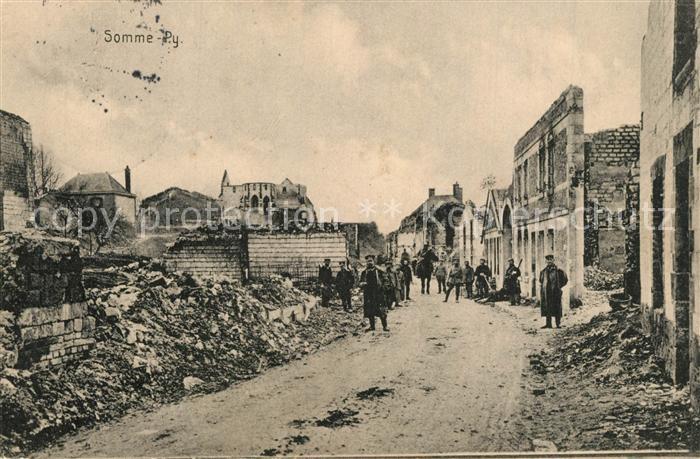 Somme-Py-Tahure Zerstoertes Dorf in WK1