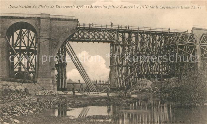 Dannemarie  68 Alsace Reconstruction du Viaduc apres le destruction faite le nov