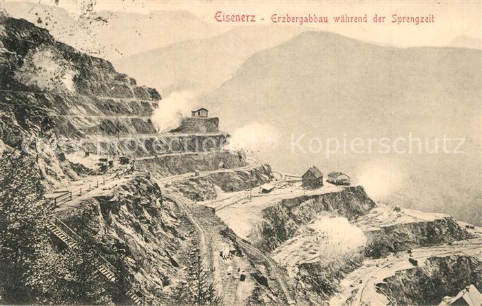 Eisenerz Steiermark Erzbergabbau waehrend der Sprengzeit