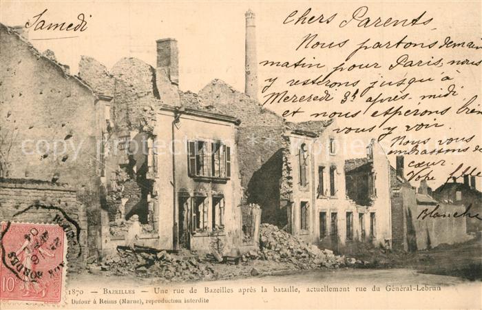 Bazeilles Une ru de Bazeilles apres la bataille actuellement rue du General Lebr