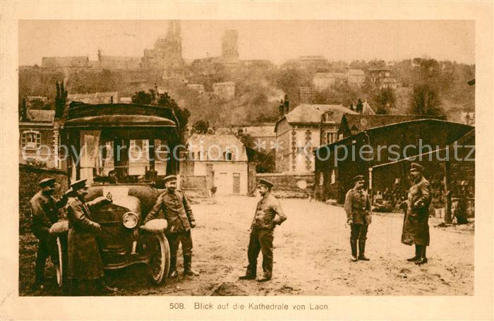 Laon Aisne Blick auf die Kathedrale