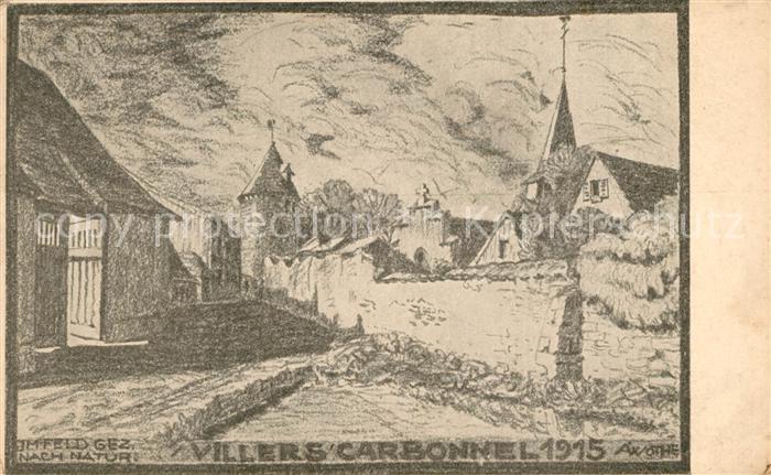 Villers-Carbonnel Ortsansicht gezeichnet im Feldzug 1915