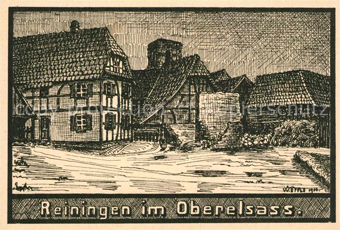 Reiningen Elsass Dorfmotiv Federzeichnung