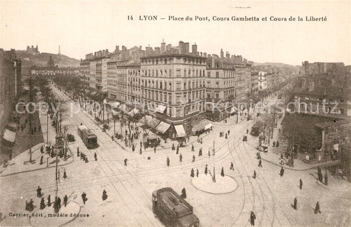 Lyon France Place du Pont Cours Gambetta et Cours d