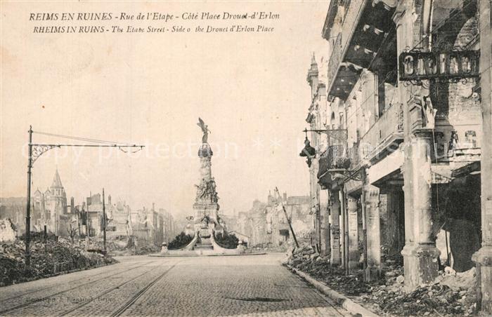 Reims Champagne Ardenne en ruines Rue de l'Etape Monument Grande Guerre Truemmer