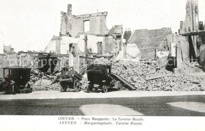 Louvain Flandre Place Marguerite Taverne Royal bombardé