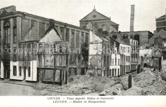 Louvain Flandre Vieux marché Halles et Université Grande Guerre Truemmer 1. Welt