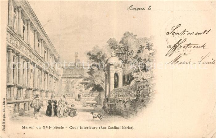Langres Maison du XVIe siècle Cour intérieure Rue Cardinal Morlot Dessin Kuenstl