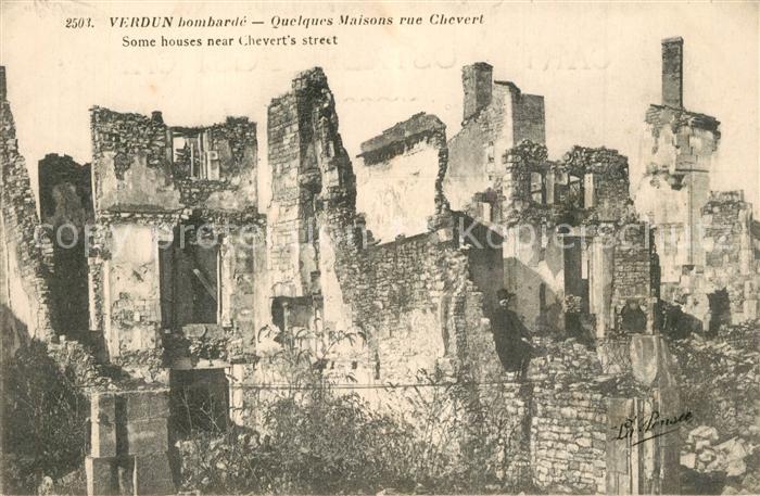 Verdun Meuse La ville bombardée Maisons Rue Chevert Grande Guerre Truemmer 1. We