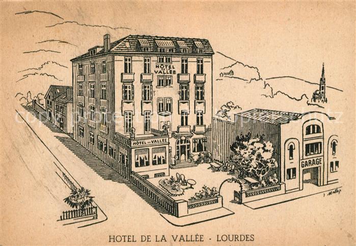 Lourdes Hautes Pyrenees Hôtel de la Vallee Illustration