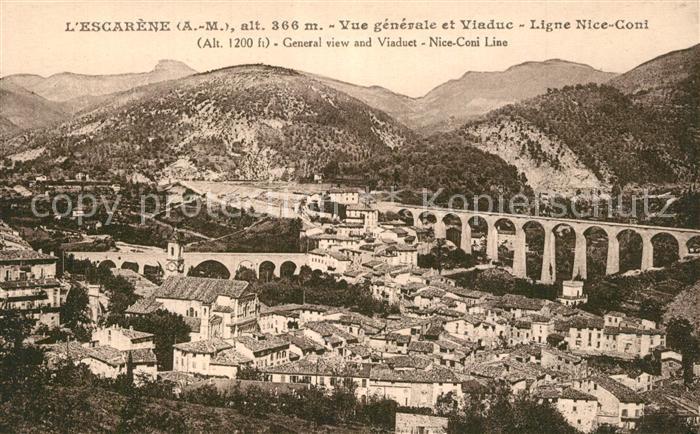 L Escarene Alpes Maritimes Vue Generale et Viaduc Ligne Nice Coni