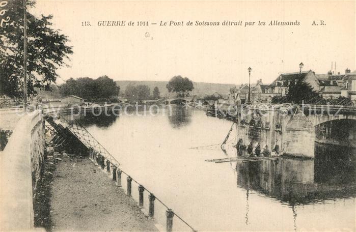 Soissons Aisne Pont détruit par les Allemands Grande Guerre Truemmer 1. Weltkrie