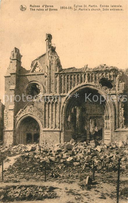 Ypern Ypres Eglise Saint Martin Ruines Grande Guerre Truemmer 1. Weltkrieg