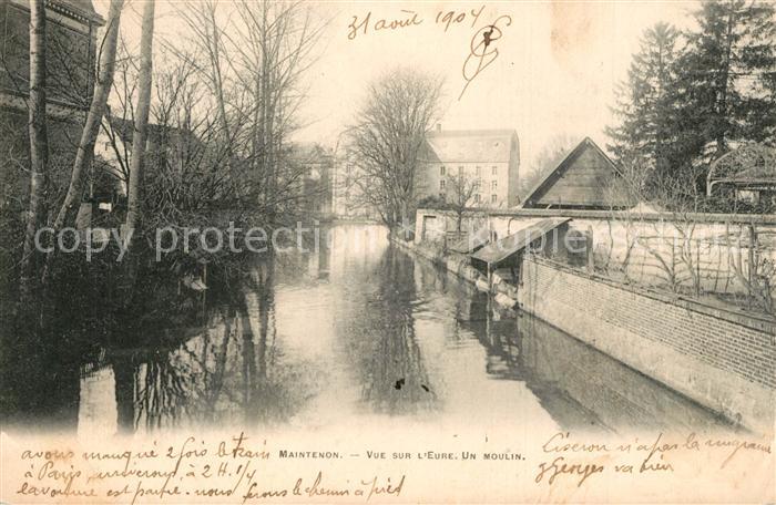 Maintenon Vue sur l'Eure Moulin