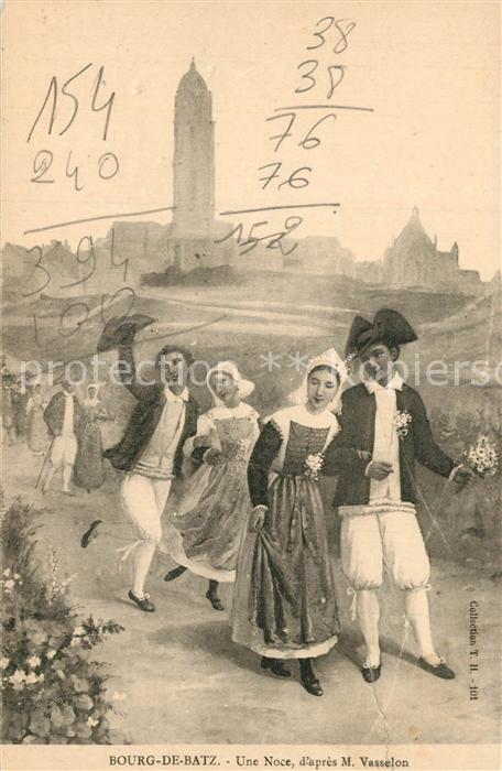 Bourg-de-Batz Le Une Noce d après M. Vasselon Dessin Kuenstlerkarte