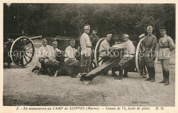 Camp de Suippes Canon de 75 en manoeuvres