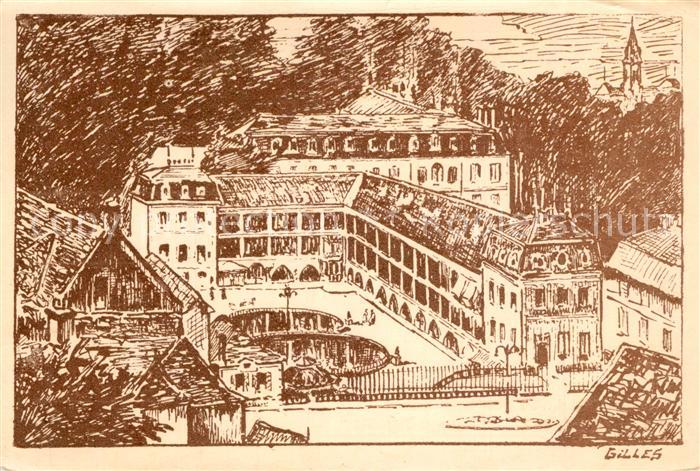 Bourbon-Lancy Etablissement Thermal Dessin Kuenstlerkarte