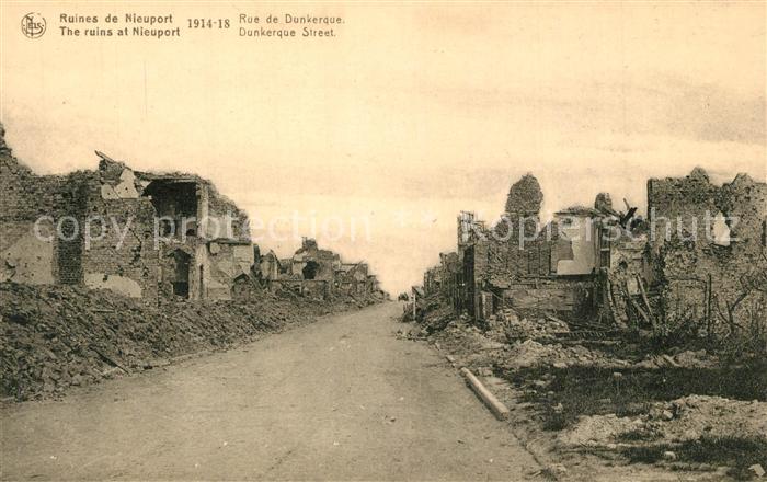 NIEUPORT Nieuwpoort West-Vlaanderen Belgie Ruines La Guerre 1914-18 Rue de Dunke