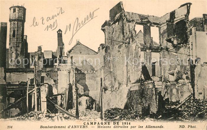 Anvers Antwerpen Bombardement Maisons detruites par les Allemands La Guerre 1914