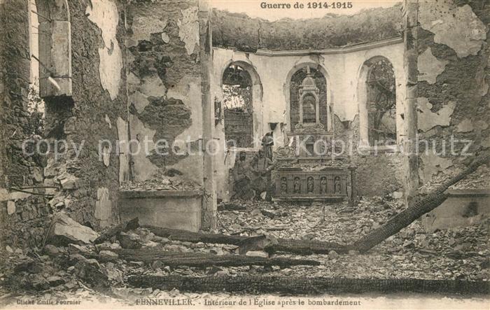 Fenneviller Interieur de l’Eglise apres le bombardement