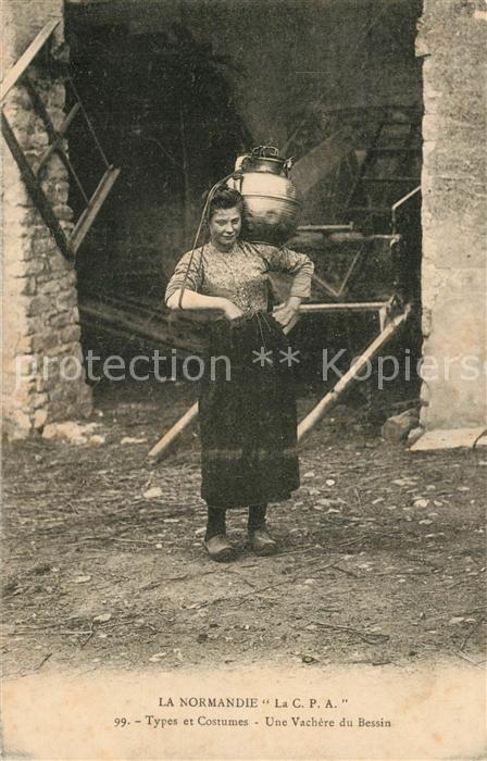 Normandie Region Types et Costumes Une Vachere du Bessin
