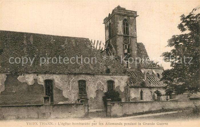 Thann Haut Rhin Elsass Eglise bombardee par les Allemands pendant la Grande Guer