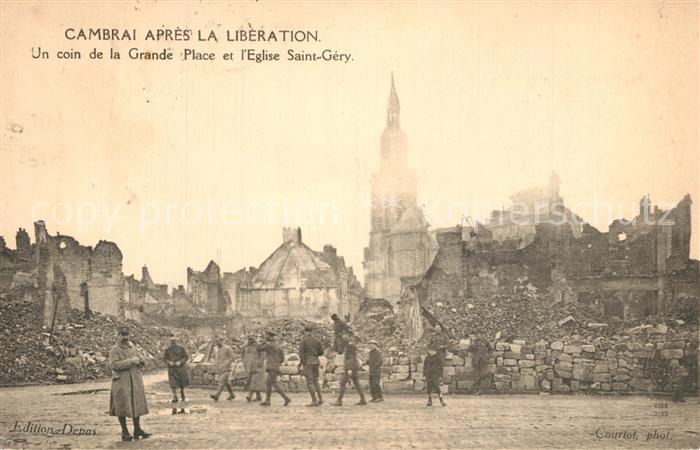 Cambrai Grande Place Eglise Saint-Gery Ruines