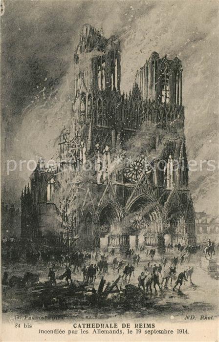 Reims Champagne Ardenne Cathedrale Incendie 1914