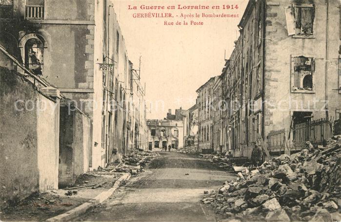 Gerbeviller la Martyre Apresle Bombardemen Rue de la Poste