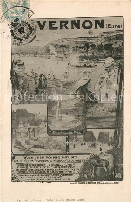 Vernon Eure Rives Tres Poissonneuses Karikatur