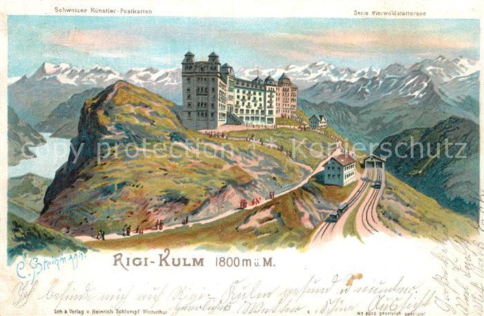 STEINMANN C. Schweiz Kuenstlerlitho Nr. Rigi-Kulm