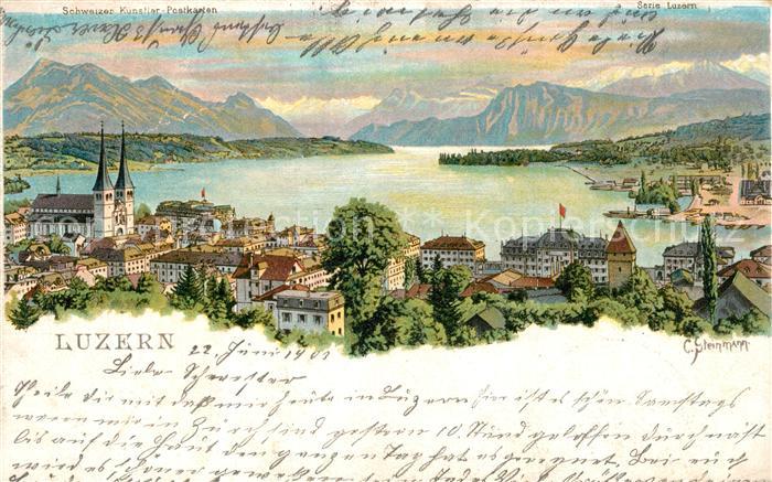STEINMANN C. Schweiz Kuenstlerlitho Nr. Luzern