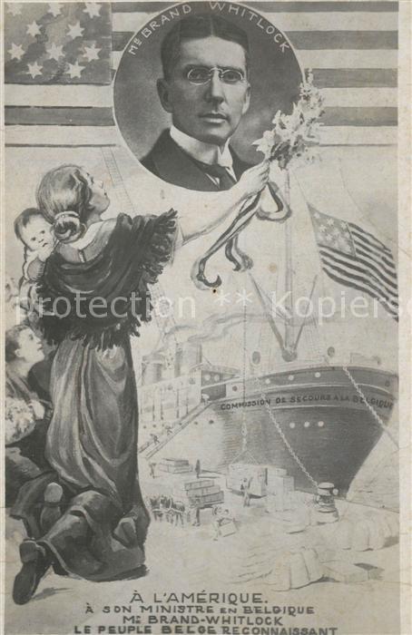 Politiker Brand Whitlock Amerika Belgien Schiff Commission de Secoure