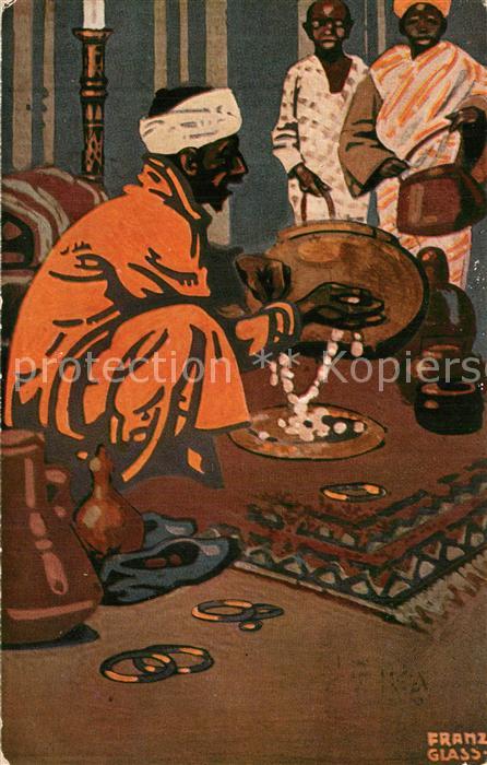 Kuenstlerkarte Franz Glass Arabischer H?ndler Ausstellung M?nchen 1910