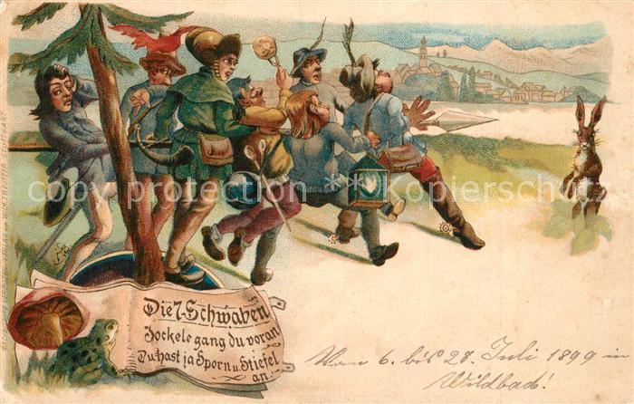 M?rchen Sagen Die Sieben Schwaben Hase Frosch Pilz Litho