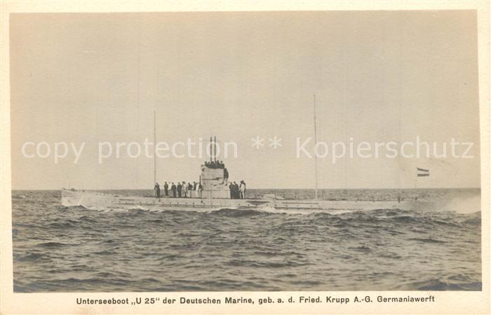 U-Boot Unterseeboot Submarine Sous-Marin U 25 Deutsche Marine Germaniawerft