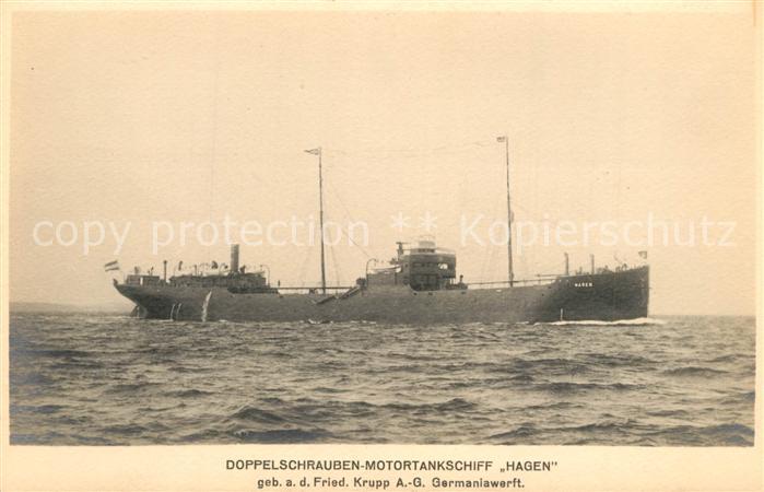 Marine Doppelschrauben-Motortankschiff Hagen Krupp Germaniawerft