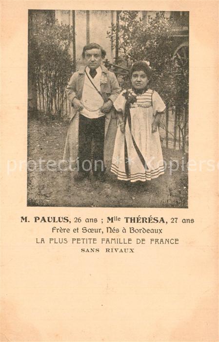 Besonderheiten Liliputaner Monsieur Paulus Mademoiselle Theresa Bordeaux