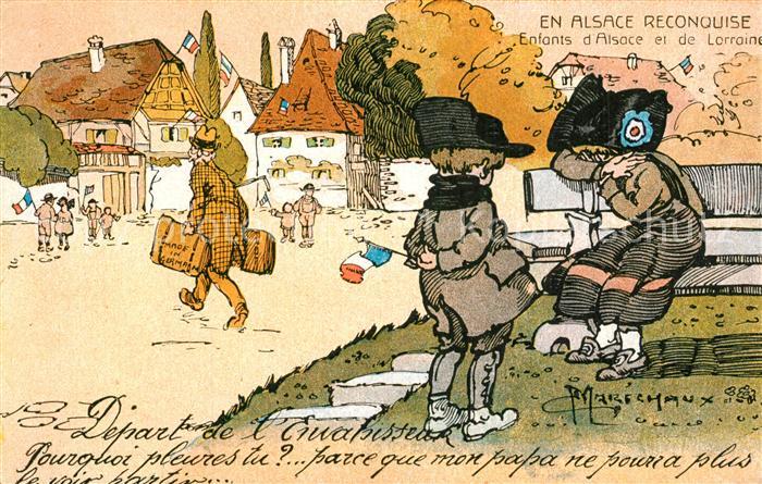 Kuenstlerkarte Marechaux En Alsace reconquise Enfants d Alsace et de Lorraine