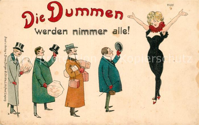 Verlag B?rger Leipzig Nr. 7105 Die Dummen werden nimmer alle M?nner Zylinder Fra