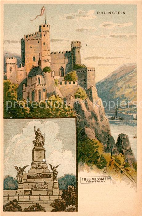 Kuenstlerkarte J. Hoffmann Burg Rheinstein Litho